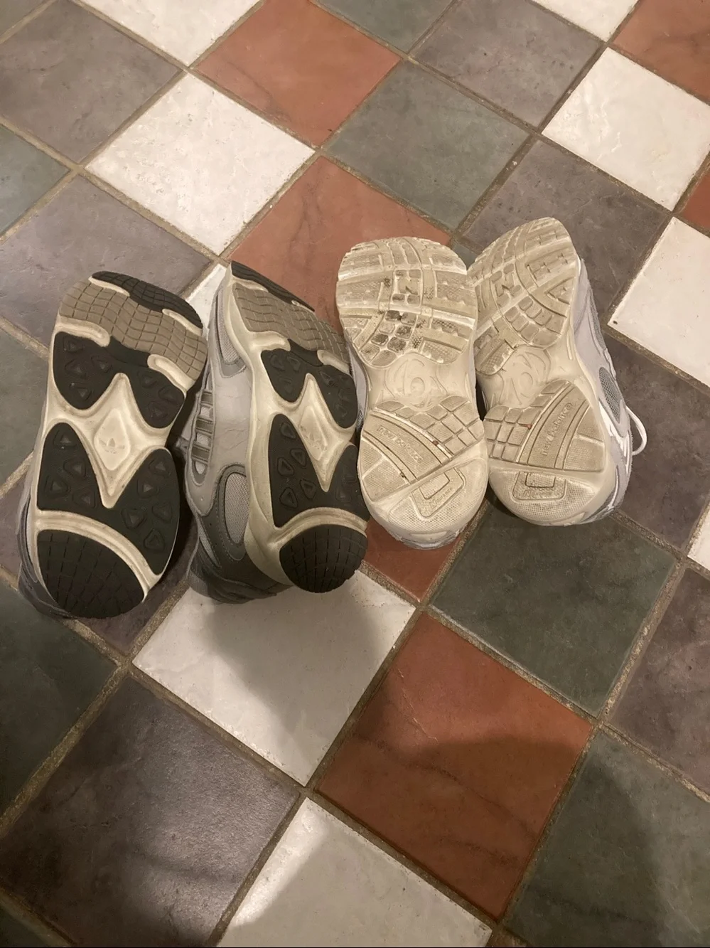 Adidas  Men’s  Light Gray Chunky Sneakers and New Balance 725’s